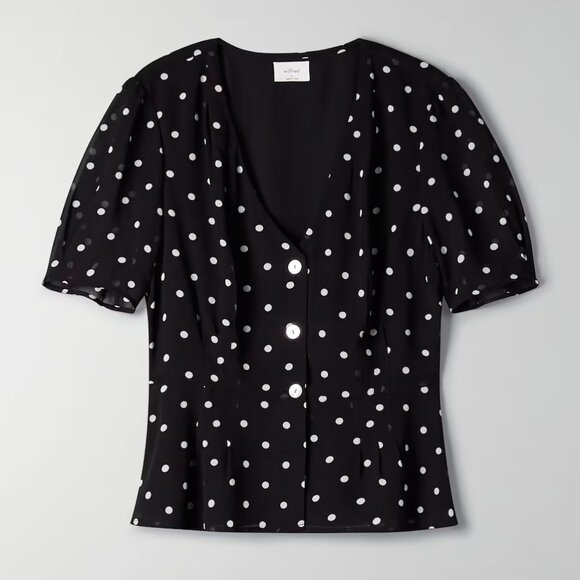 Secondhand Wilfred black + white polka dot blouse - Size 4 - Picture 4 of 5